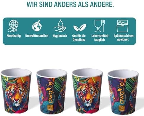 AWAVE Festival Becher Set multifunktional für Party- und Every-Day-Nutzung, 400 ml,-recycelbar, leicht und robust