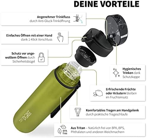 720°DGREE uberBottle Trinkflasche SoftTouch 500ml - Auslaufsicher, BPA-Frei - für Sport und Outdoor-Aktivitäten - Climat