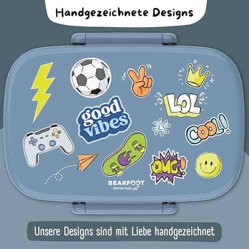 Bearfoot Brotdose Kinder BPAfrei mit Fächern Lunchbox für Mädchen & Jungen