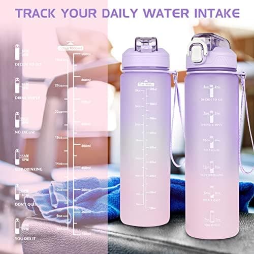 CodiCile Trinkflasche 1L - Ideal für Outdoor Aktivitäten mit Zeitmarkierung und Strohhalm
| CodiCile 1L Trinkflasche St