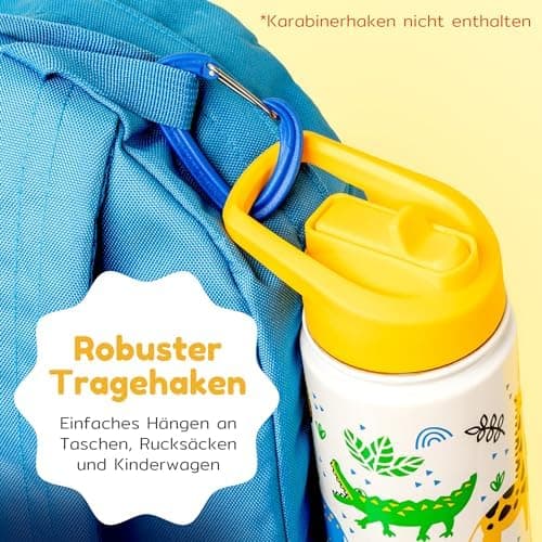 BOZ Isolierte Wasserflasche für Kinder | Edelstahl, doppelwandig, 414 ml | Praktisch und bequem mit Strohhalm-Deckel