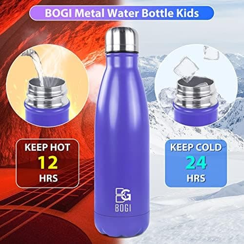 BOGI Doppelwandige Thermosflasche Edelstahl Trinkflasche Kinder Trinkflasche Schule Himmelblau Pink