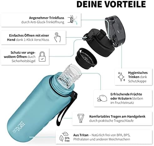 720°DGREE uberBottle Trinkflasche SoftTouch 500ml - Auslaufsicher, BPA-Frei - für Sport und Outdoor-Aktivitäten - Climat