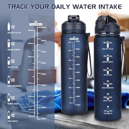 CodiCile Trinkflasche 1L - Ideal für Outdoor Aktivitäten mit Zeitmarkierung und Strohhalm
| CodiCile 1L Trinkflasche St