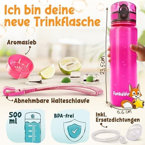 Nur für Funkelfuchs Trinkflaschen passende Ersatzdeckel 500ml (grün) - Luxus Design und Dauerhaftigkeit