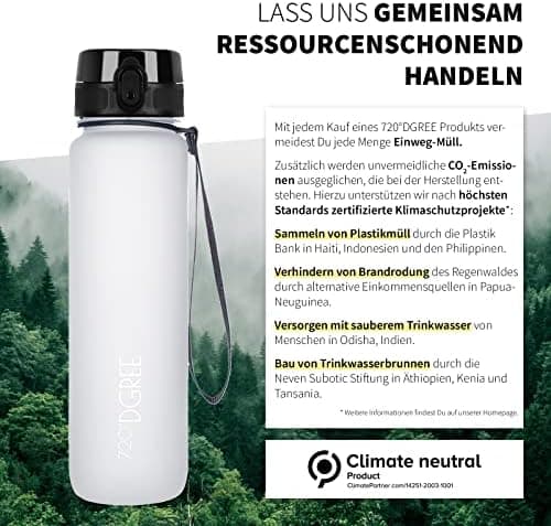 720°DGREE uberBottle Trinkflasche SoftTouch 500ml - Auslaufsicher, BPA-Frei - für Sport und Outdoor-Aktivitäten - Climat