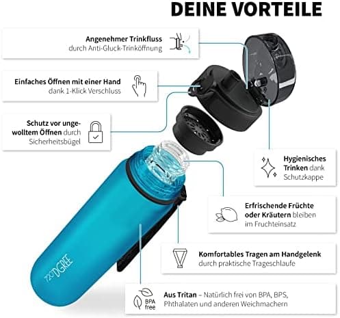 720°DGREE uberBottle Trinkflasche SoftTouch 500ml - Auslaufsicher, BPA-Frei - für Sport und Outdoor-Aktivitäten - Climat