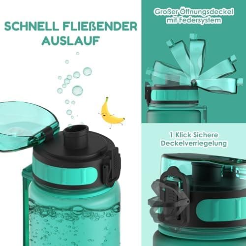 Luyiilo Kinder Trinkflasche Auslaufsicher für Schule und Fitnessstudio (500ml - Blau)