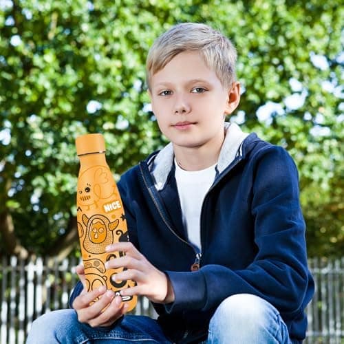 Grsta Trinkflasche 500ml, BPA-freie Edelstahlflasche für Kinder, ideale Wasserspeicherung bei Kalt&warm