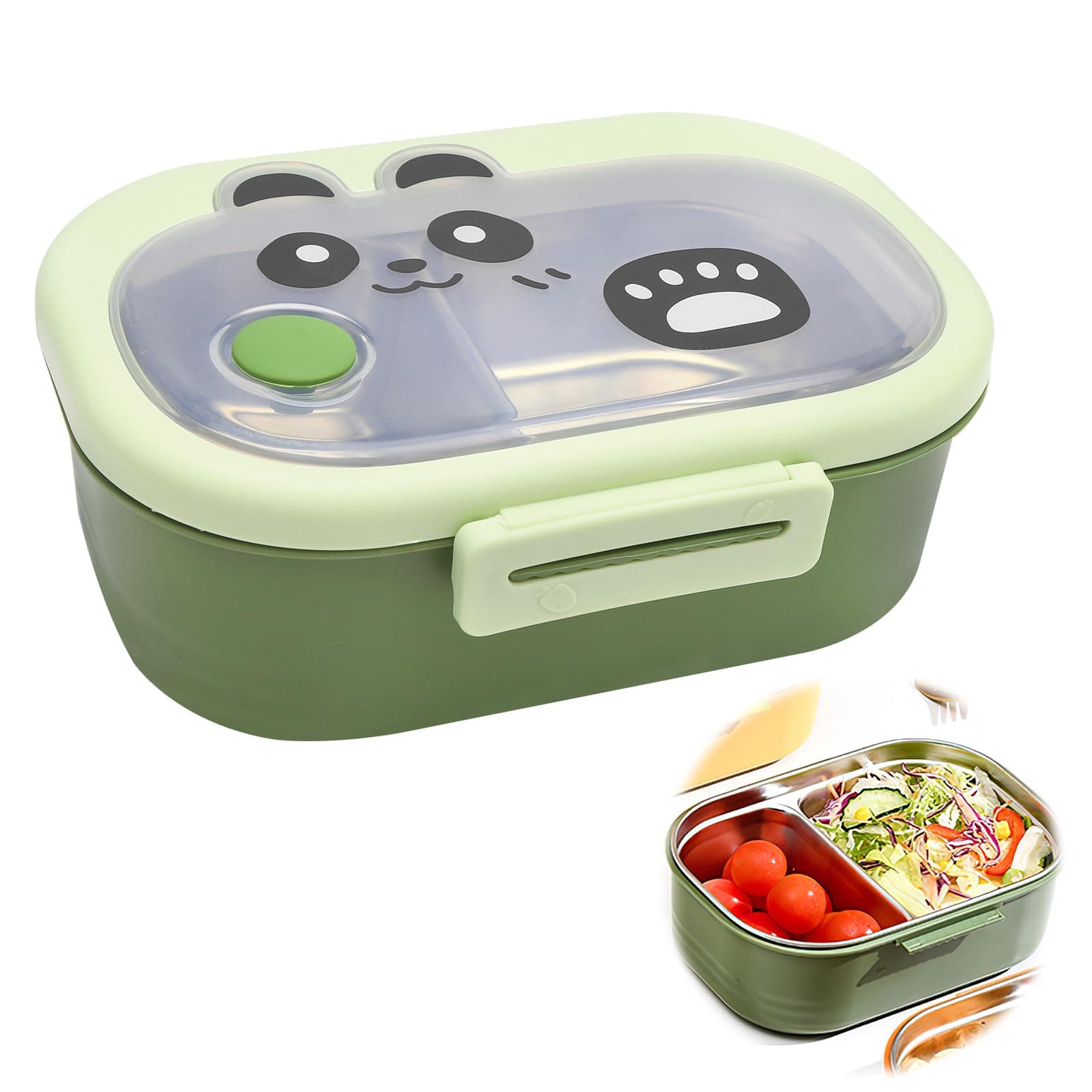 Edelstahl Brotdose Kinder mit 2 Fächern Panda Motiv für Schule und Kindergarten
Edelstahl Brotdose Kinder mit Trennwand