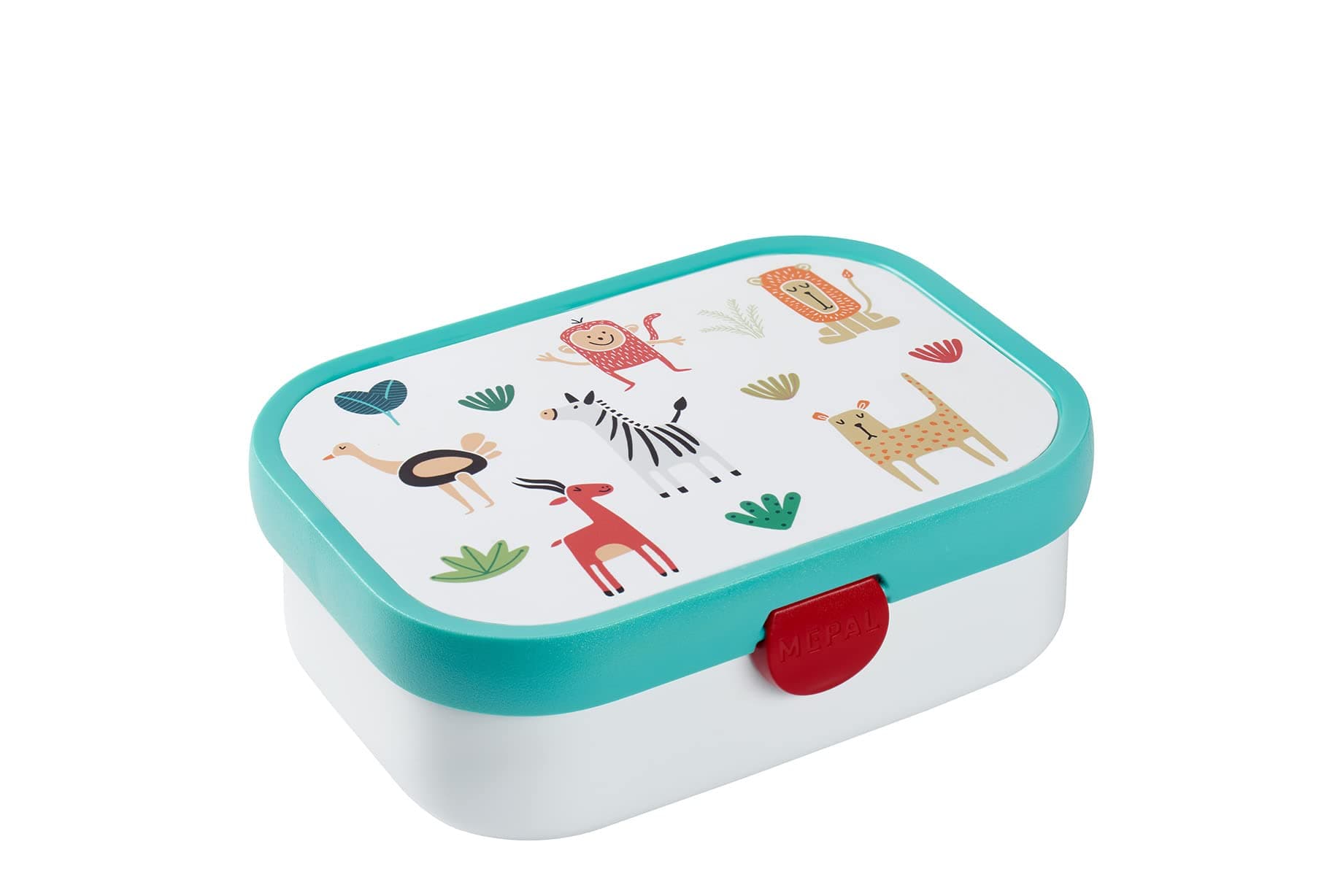 Mepal Brotdose Kinder Campus BPA-frei Animal Friends | Spezialfächerr box mit Gabel & Clip-Verschluss | 750 ml für Kinde