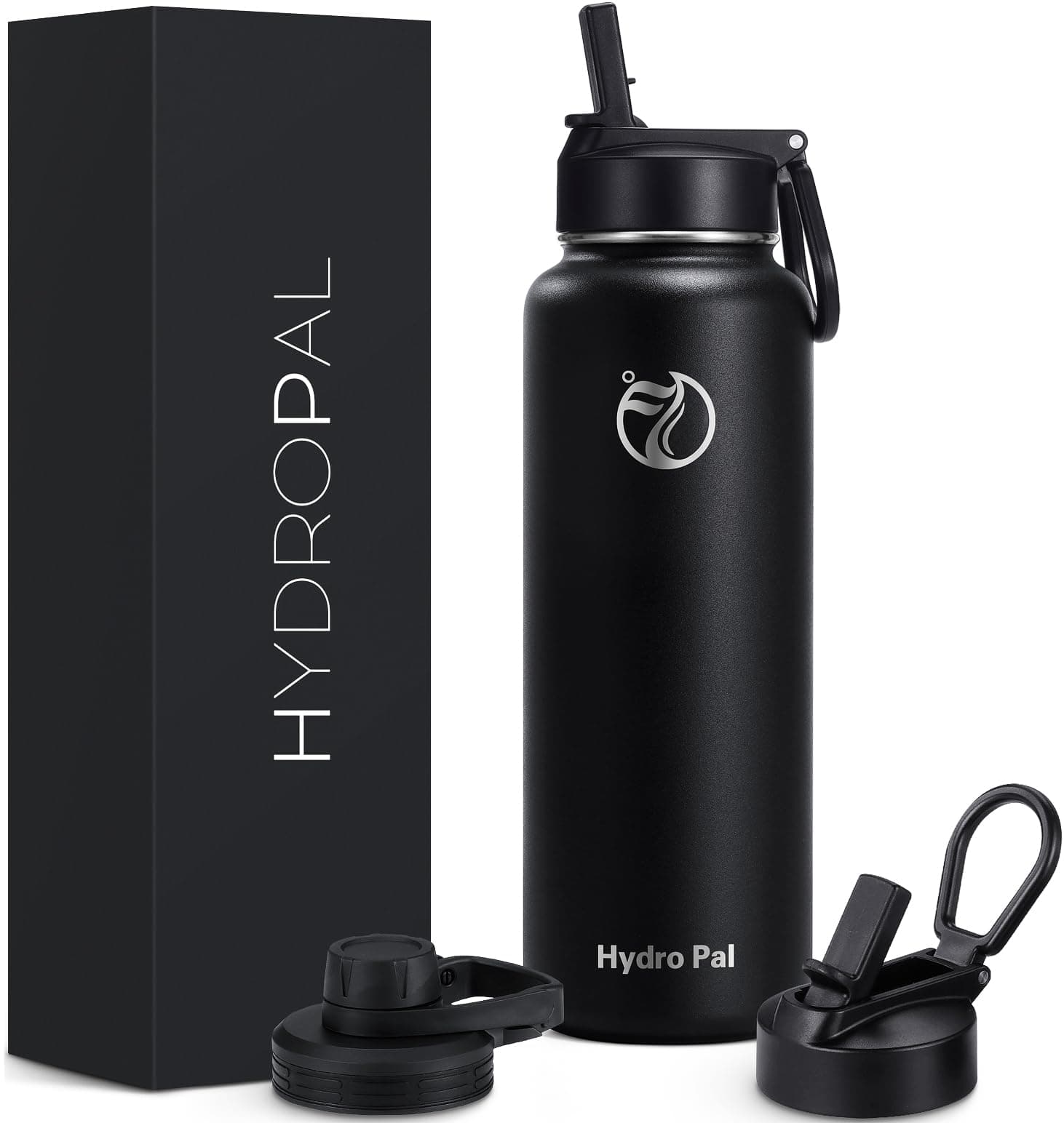 HydroPal Edelstahl Trinkflasche - Isolierte Flasche mit Strohhalm & 2 Deckeln, Auslaufsichere Isolierung für Sport, 500m