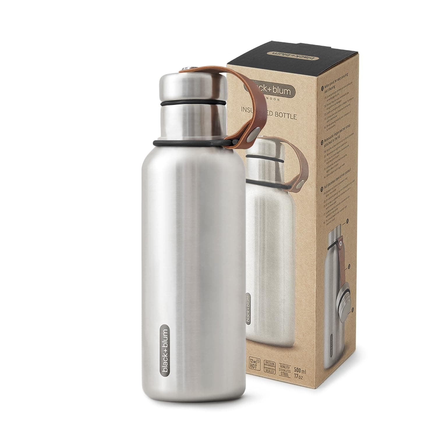 BLACK + BLUM Isolierte Trinkflasche | 500 ml | vakuumisolierte Edelstahl Trinkflasche bis zu 12h heiß & 24h kalt | 100%
