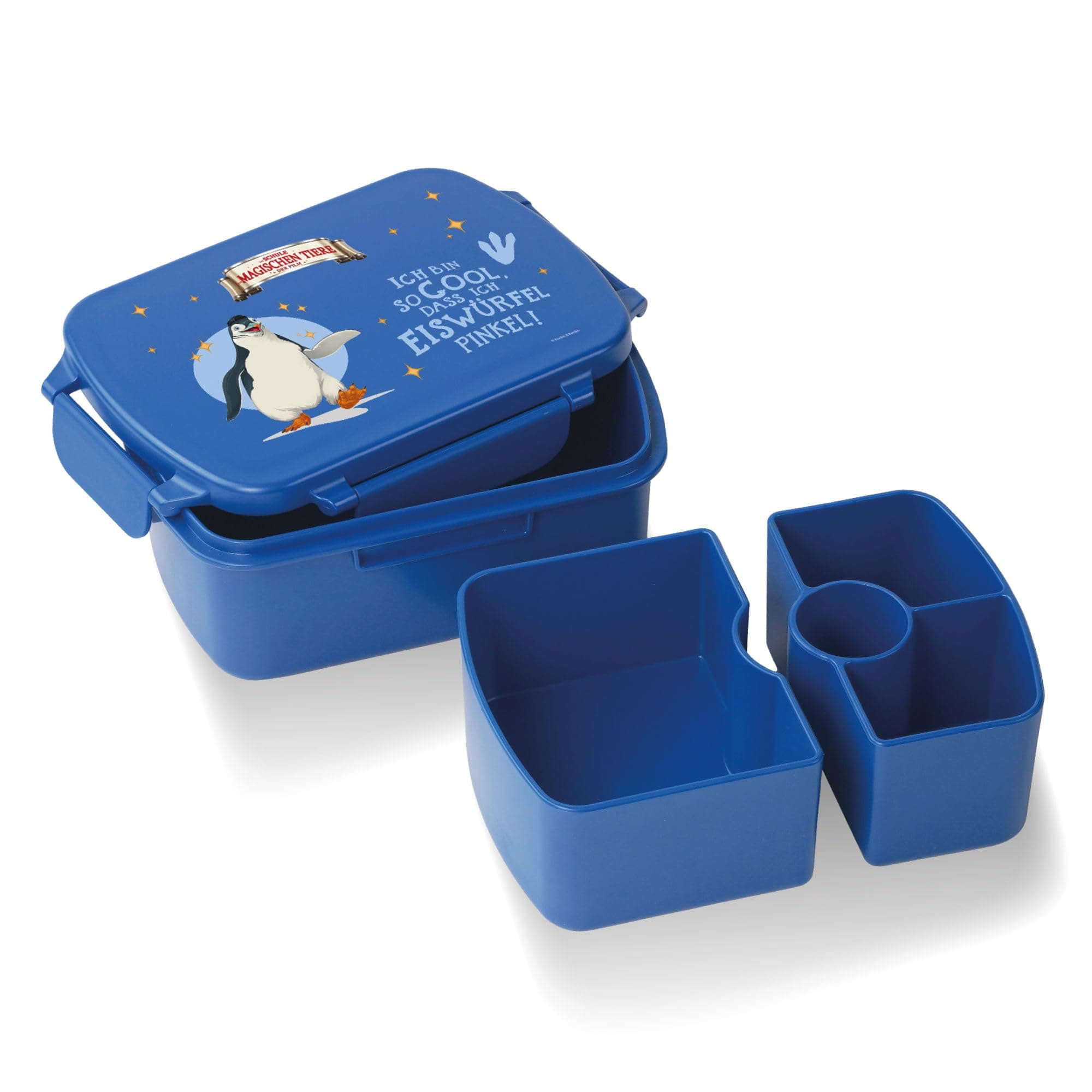 AWAVE Schule Magischer Tiere Brotdose Kinder rPET Blau Juri 1 L Unterteilung Auslaufsicher Pausenbox Picknick Reise