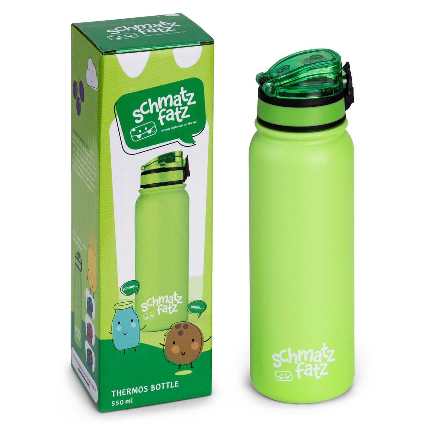 schmatzfatz Thermosflasche Kinder Auslaufsicher Wassertierzucht 550ml Edelstahl-Trinkflasche Thermo für Schule & Kinderg