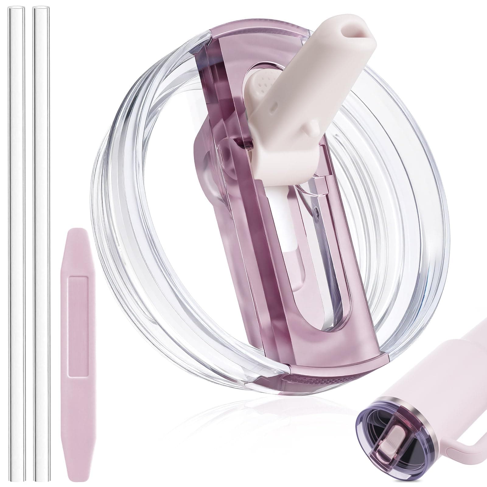 Stanley Cup Deckel Auslaufsicher Dicht + Stanley Flip Straw Deckel + 360°-Reinigung (A-Rose Quartz, 40oz/1.18L)  
Stanle