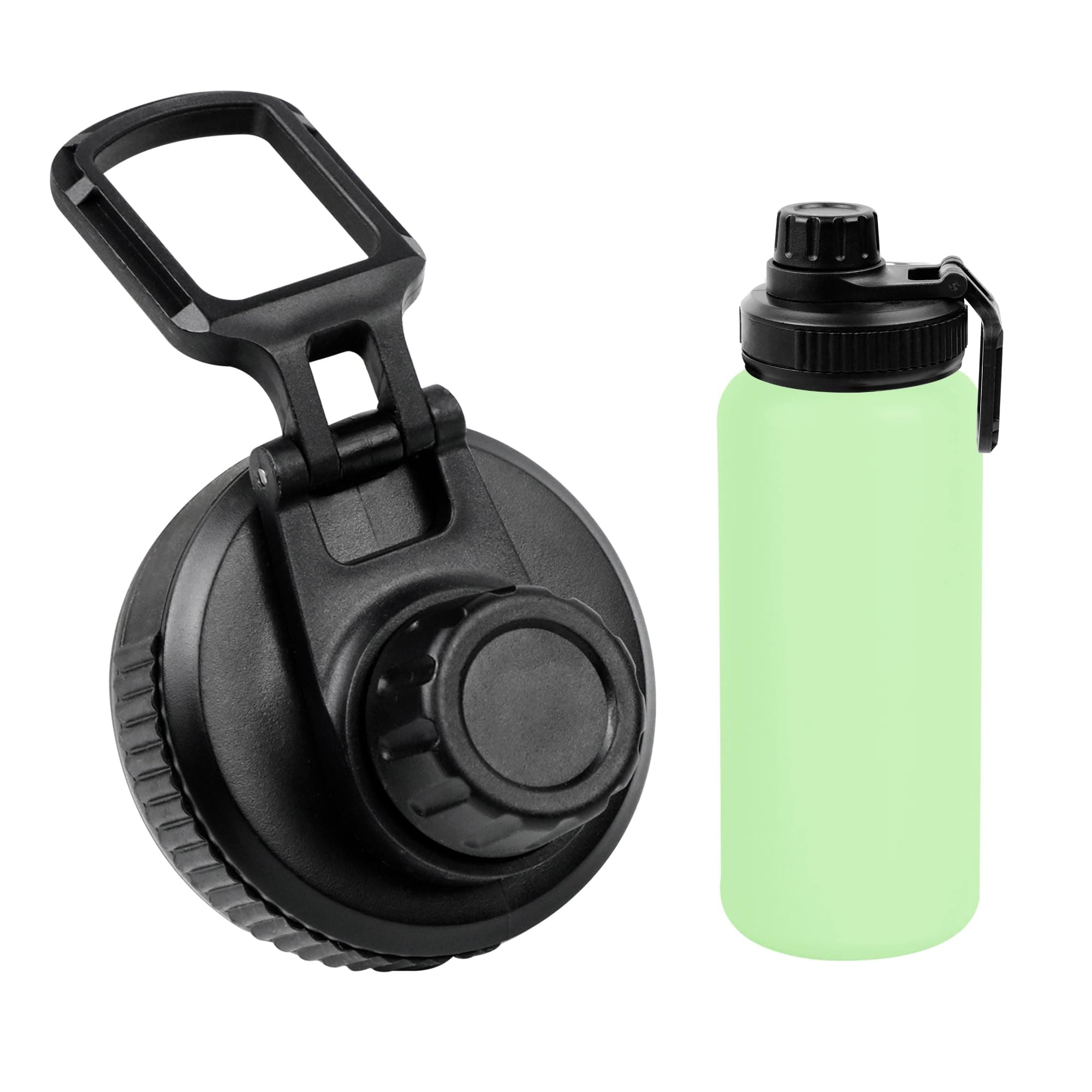 Ersatzdeckel Trinkflasche Auto-Flip-Deckel Mit Haken, Sportverschluss Für Weithalsflaschen, Schwarz 68mm Dicke