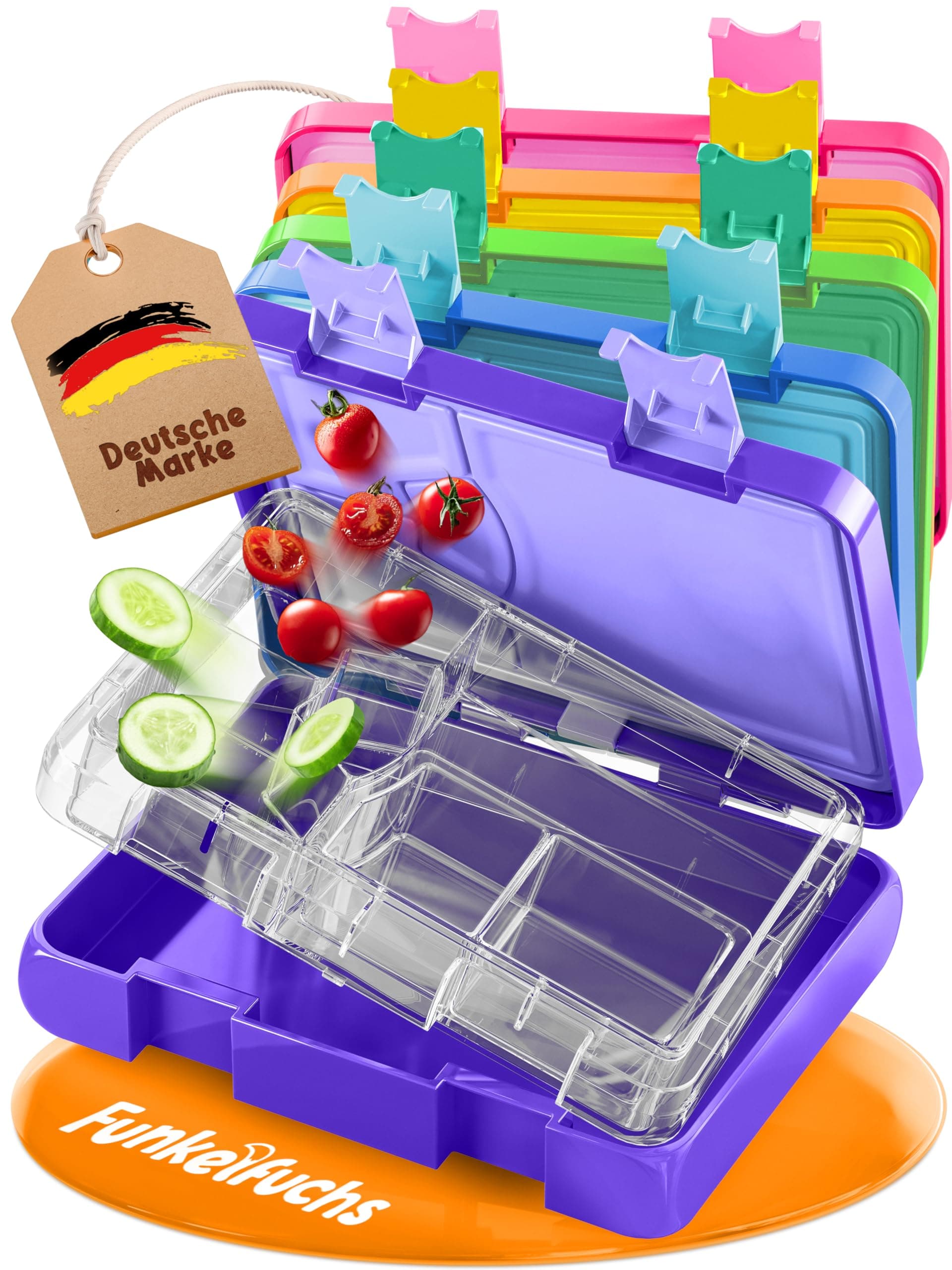 Kinder Brotdose Mondschein – Lila Fächer – 800ml – Schule & Kindergarten - BPA frei  
Kinder Brotdose Mondschein – Lila