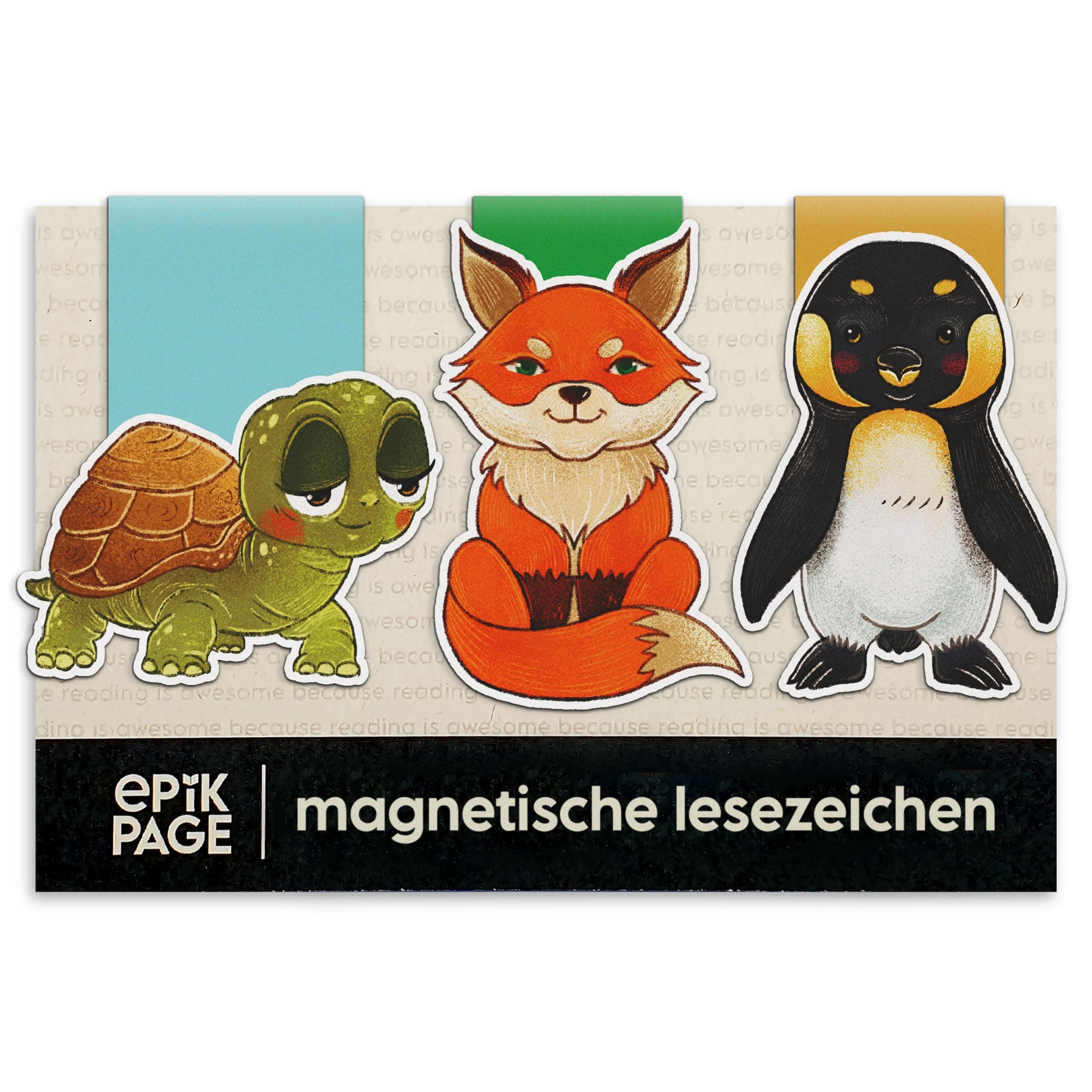 Magnetische Lesezeichen Kinder Magischen Tieren: Fuchs, Schildkröte, Pinguin – Geschenke für Schüler, Junge und Mädchen