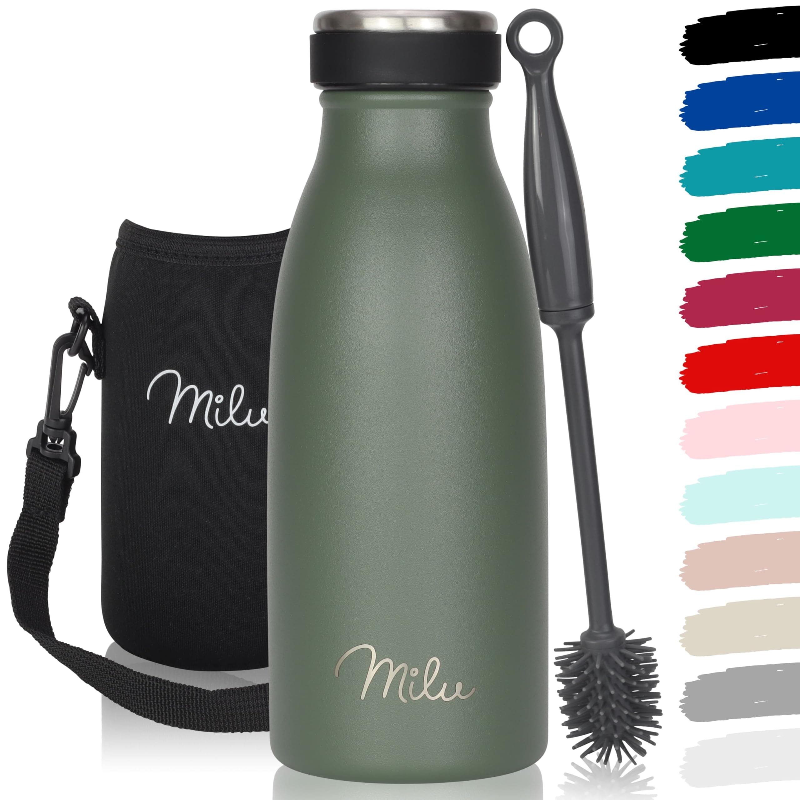 Milu Edelstahl Trinkflasche für Erwachsene – 750ml Isolierflasche zum Tragen – auslaufsicher, Kohlensäuregerecht inkl. R