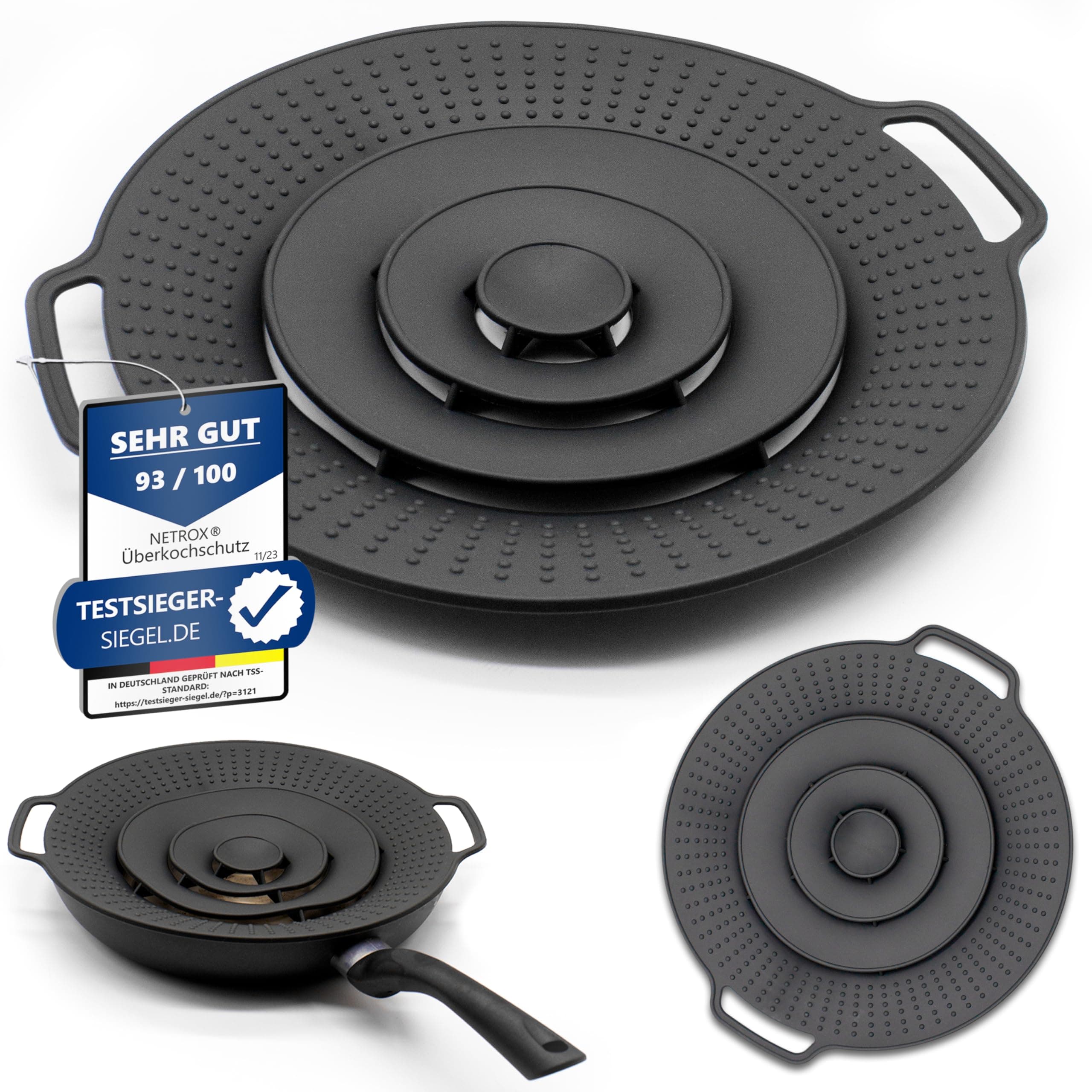 NetroxHome - Überkochschutz Topfdeckel - Spülmaschinenfest - Überlaufschutz für Töpfe Ø 15-25 cm - Pfannen_SPRitzschutz