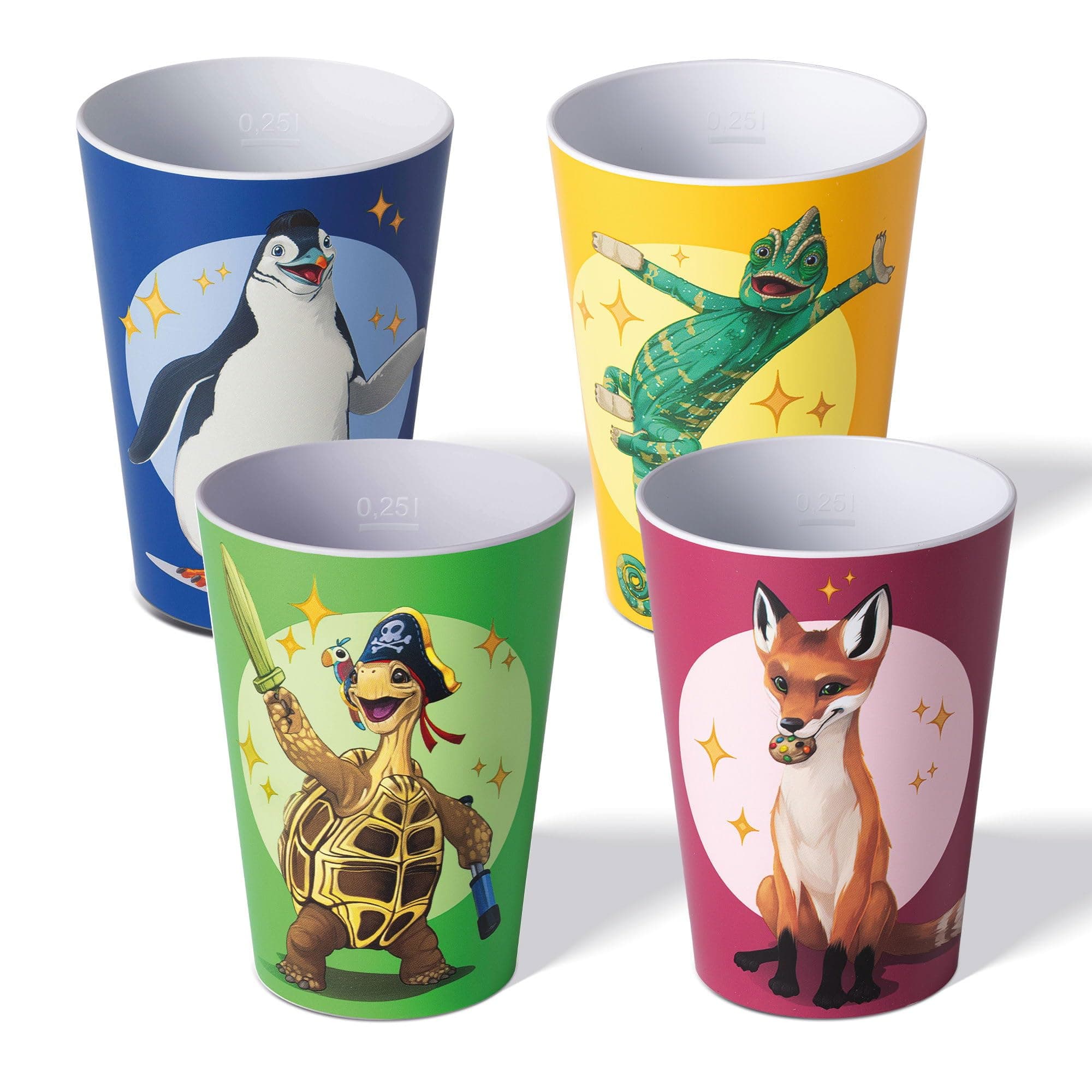AWAVE Die Schule der Magischen Tiere Kinder Trinkbecher Set 4-teilig, BPA Frei, Mehrweg, für Kinder