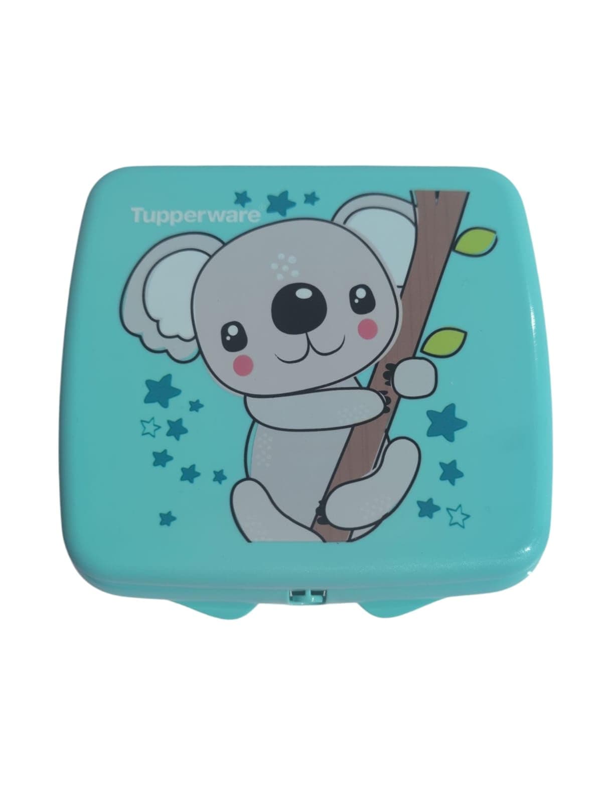 Tupperware Quadratische Sandwich-Box Aufbewahrungsbox Brotdose mit Scharnier und Verriegelung (türkis Koala Bär)