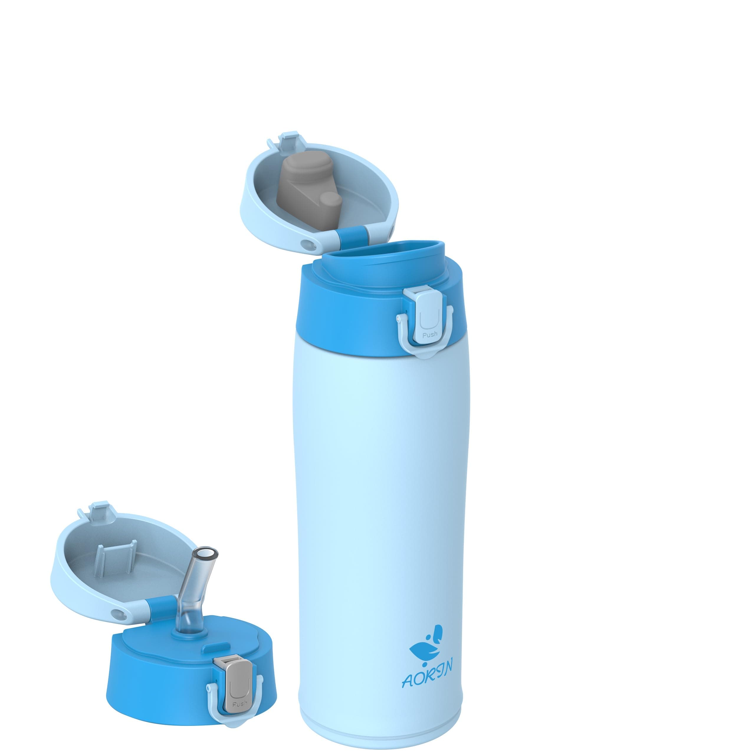 AORIN Trinkflasche Edelstahl 18/8, 500ml, BPA-Frei, Doppelwandig Isolierflasche für Sport, Schule und Outdooraktivitäten