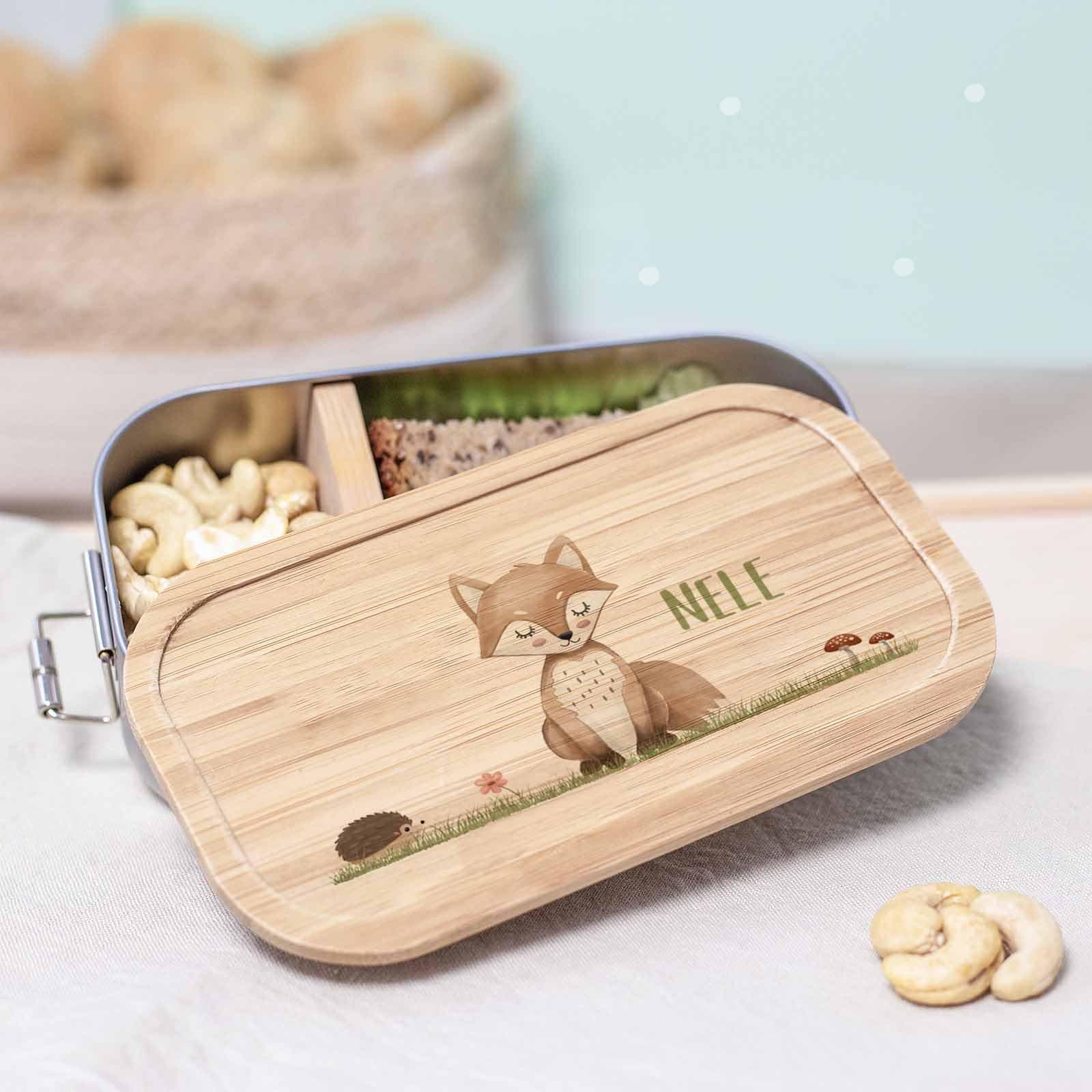 Personalisierte Brotdose helloMini für Kinder - Geschenk zur Einschulung - Junge & Mädchen, Brotdose zum Schulanfang (Fu