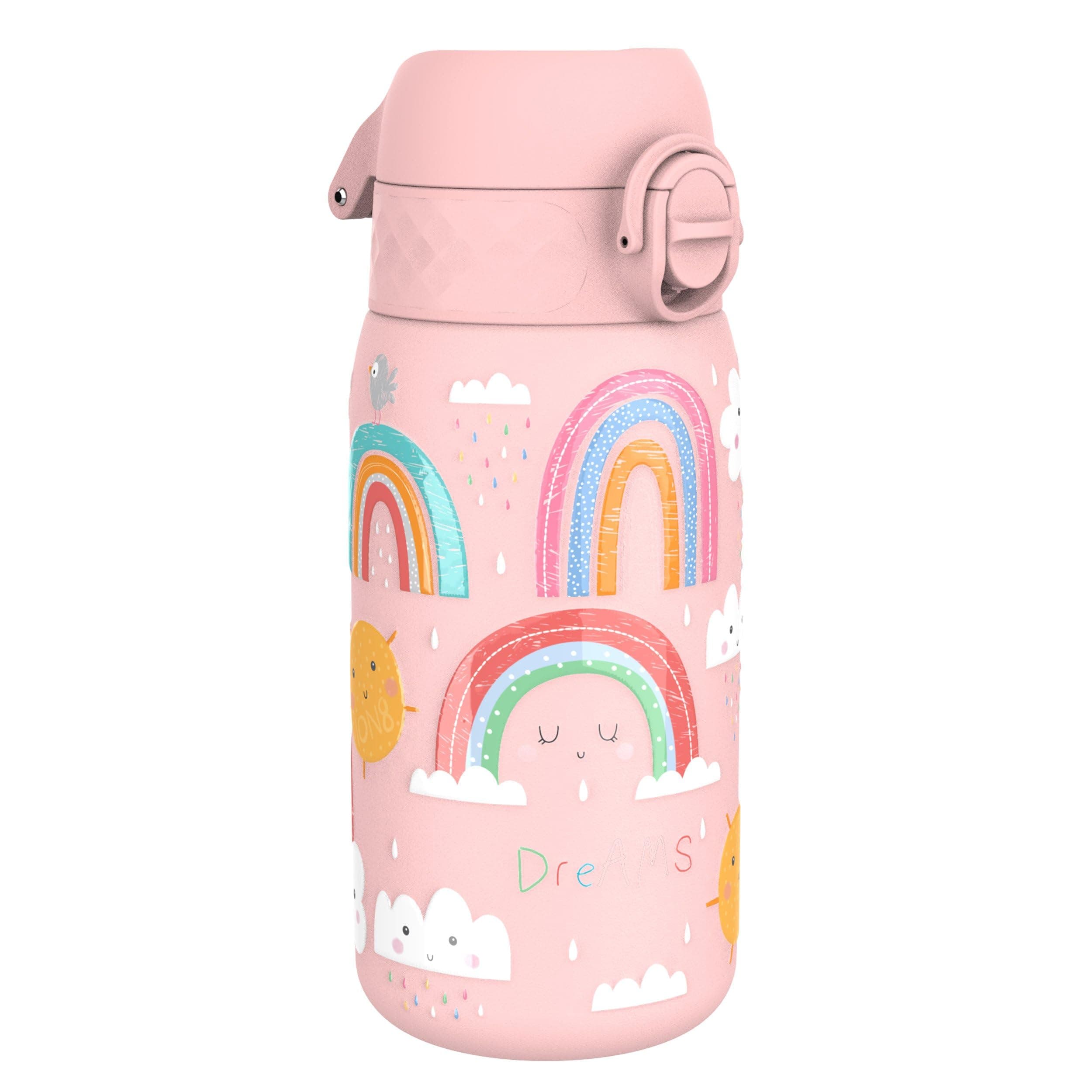 ION8 Kinder Trinkflasche Edelstahl Leicht 400ml Spülmaschinenfest Sichere Verriegelung